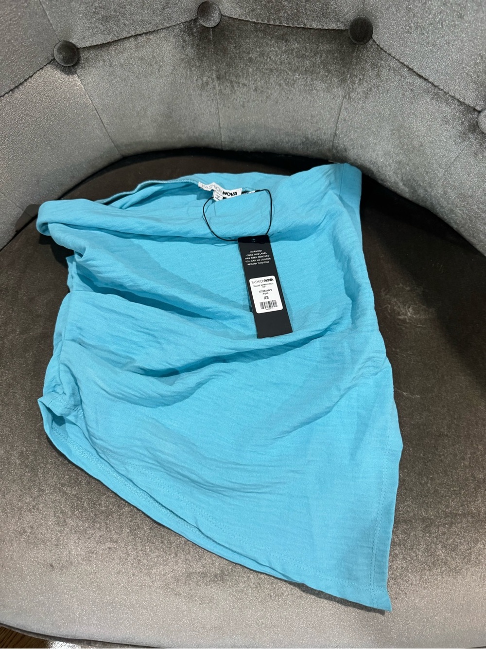 FashionNova Lightweight Turquoise Asymmetric Women's halter top size xs